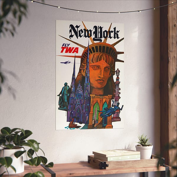 180462825074450174_2048.jpeg New York - Fly TWA - David Klein (1970) - Vintage Travel Poster Print