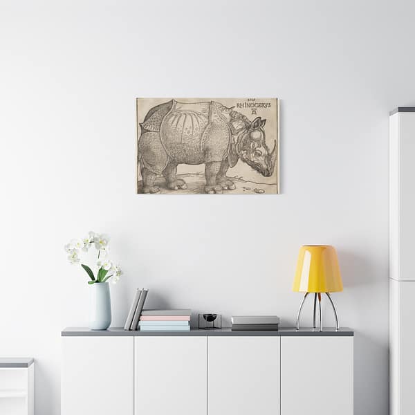 18262331280429265781_2048.jpeg Rhinoceros - Albrecht Dürer (1515) - Renaissance Canvas Print