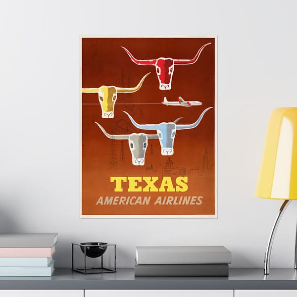 1989296301209060381_2048.jpeg Texas - American Airlines - Martin D. Glanzman & Joseph Charles Parker (1953) - Vintage Travel Poster Print