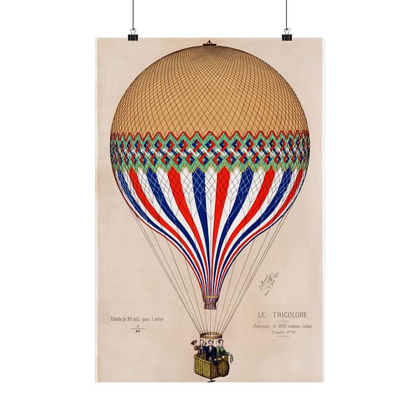 2303342684532528391_2048.jpeg Le Tricolore - Aérostat de 800 Mêtres Cubes - E. Hamelin (1874) - Vintage Art Poster Print
