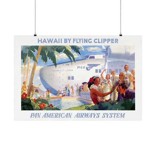 2308987405618001215_2048.jpeg Hawaii by Flying Clipper - Pan American Airways System (1938) - Vintage Travel Poster Print