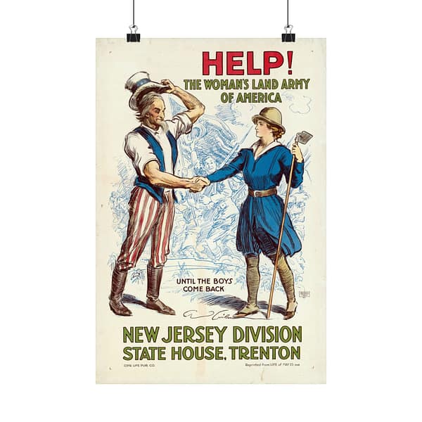 2579584792075612121_2048.jpeg Help! The Woman's Land Army of America, New Jersey Division - C.D. Gibson (1918) - Patriotic WWI Poster Print
