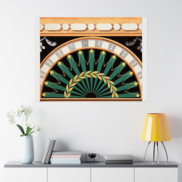 2751534039324741117_2048.jpeg Ornamental Design of a Laurel Wreath Surrounding a Black Sun (c.1810) - Art Deco Poster Print