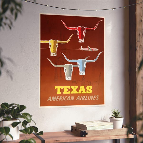 2847258868371083112_2048.jpeg Texas - American Airlines - Martin D. Glanzman & Joseph Charles Parker (1953) - Vintage Travel Poster Print