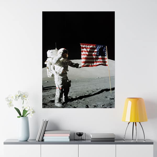 2956451158264265932_2048.jpeg Astronaut Eugene A. Cernan on the Moon - Apollo 17 Mission - NASA (1972) - Space Age Poster Print