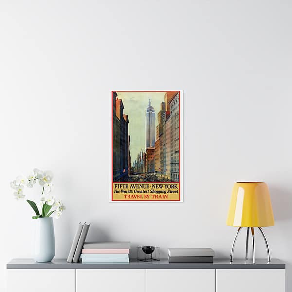 3012229811574531052_2048.jpeg Fifth Avenue, New York, The World's Greatest Shopping Street - Travel by Train - Frederic Kimball Mizen (1932) - Vintage Travel Poster Print