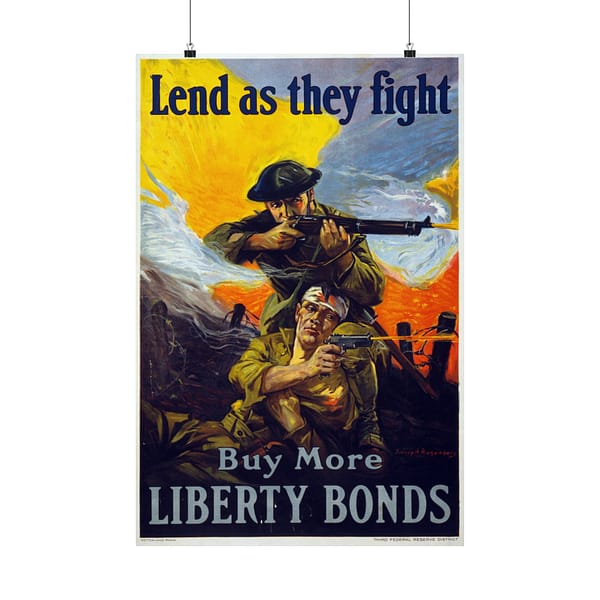 3270360816123821685_2048.jpeg Lend as They Fight - Buy More Liberty Bonds - Sidney H. Riesenberg (1918) - Patriotic WWI Poster Print