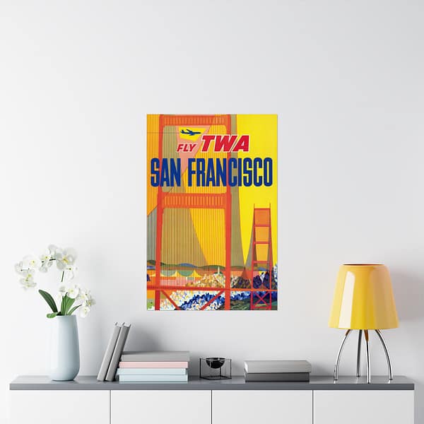 3403681199488317201_2048.jpeg Fly TWA - San Francisco - David Klein (1957) - Vintage Travel Poster Print