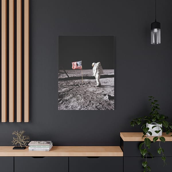 3578335355945195676_2048.jpeg Buzz Aldrin on the moon beside the US Flag - Apollo 11 Mission - NASA (1969) - Space Age Canvas Print
