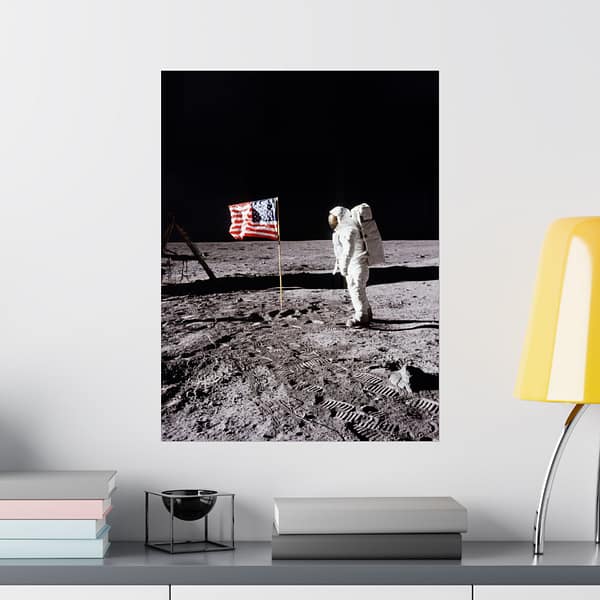 380920145066769530_2048.jpeg Buzz Aldrin on the moon beside the US Flag - Apollo 11 Mission - NASA (1969) - Space Age Poster Print