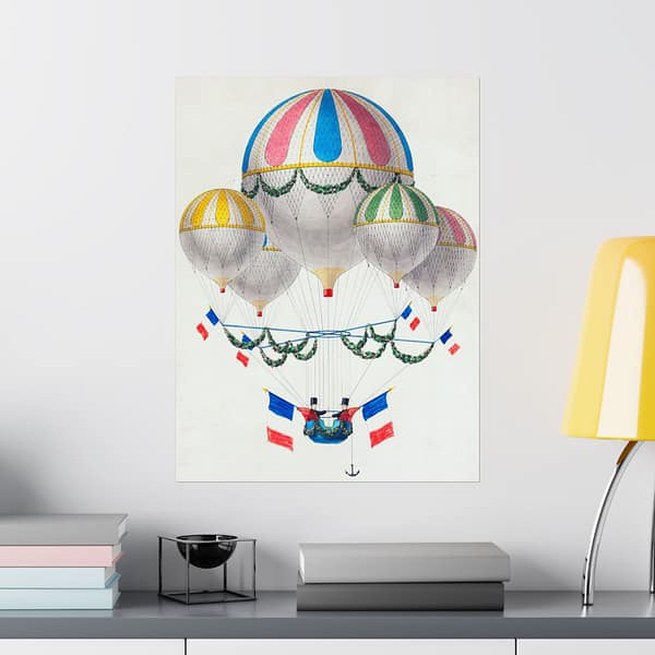 3856595322759676323_2048.jpeg French Flag Decorated Group of Air Balloons Harnessed Together - Leon Benett (1917) - Vintage Art Poster Print