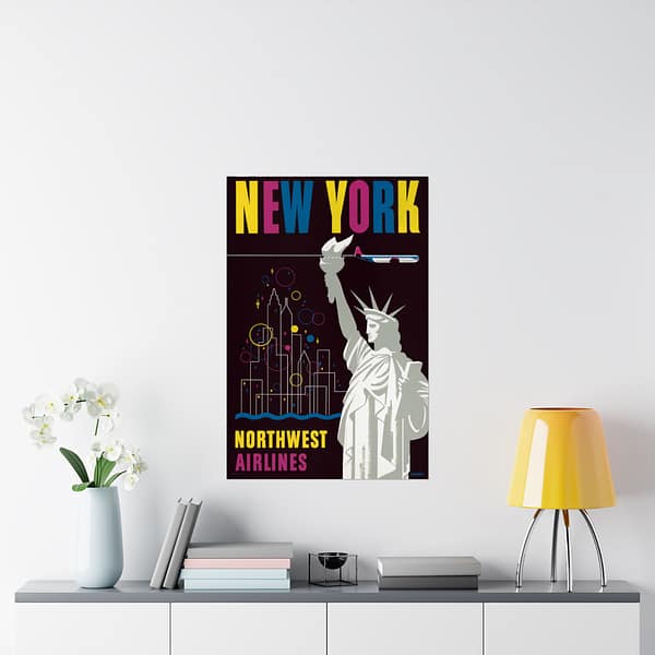 3920369334677416259_2048.jpeg Fly Northwest Airlines - Finest to New York - Wessel (1950) - Vintage Travel Poster Print