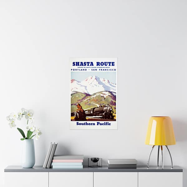 4179523236231366157_2048.jpeg Shasta Route Through the Shasta-Cascade Wonderland Region - Southern Pacific - Maurice Logan (1950) - Vintage Travel Poster Print