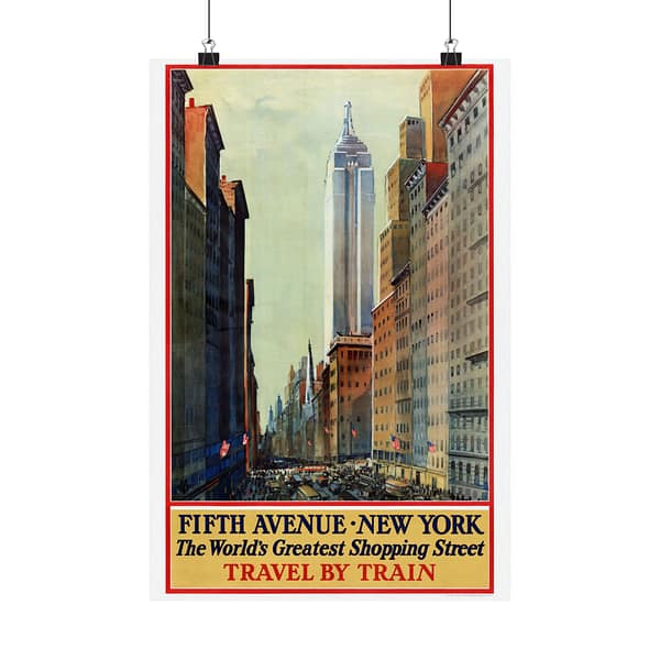 4577742803315080847_2048.jpeg Fifth Avenue, New York, The World's Greatest Shopping Street - Travel by Train - Frederic Kimball Mizen (1932) - Vintage Travel Poster Print