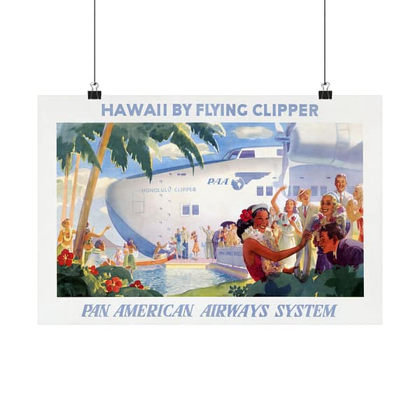 4647117622595430550_2048.jpeg Hawaii by Flying Clipper - Pan American Airways System (1938) - Vintage Travel Poster Print