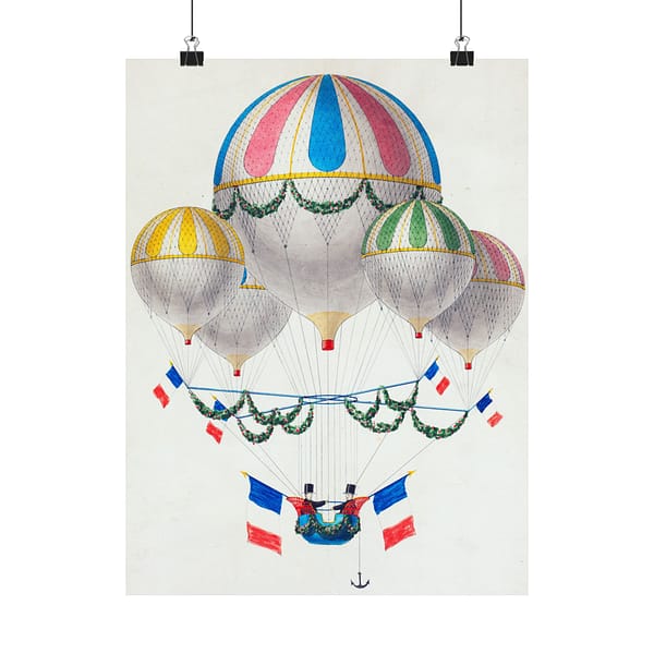 4652349623651031361_2048.jpeg French Flag Decorated Group of Air Balloons Harnessed Together - Leon Benett (1917) - Vintage Art Poster Print