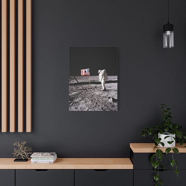 5013877425876776931_2048.jpeg Buzz Aldrin on the moon beside the US Flag - Apollo 11 Mission - NASA (1969) - Space Age Canvas Print