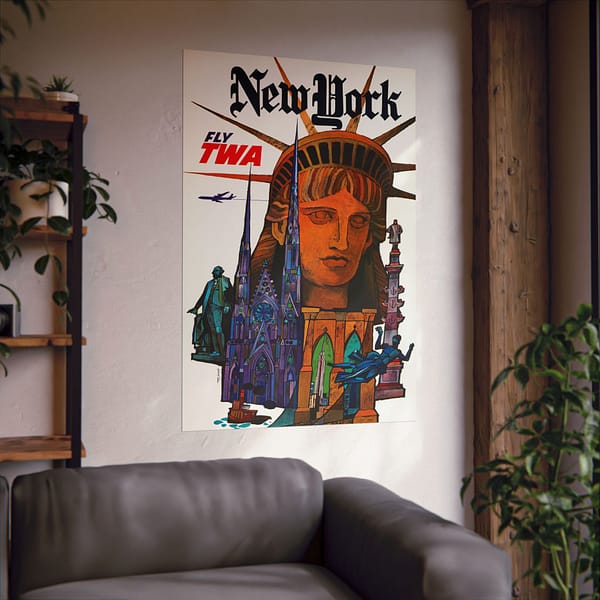 5489436360266137406_2048.jpeg New York - Fly TWA - David Klein (1970) - Vintage Travel Poster Print