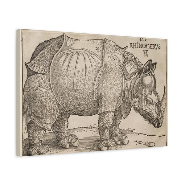 5751906855284991761_2048.jpeg Rhinoceros - Albrecht Dürer (1515) - Renaissance Canvas Print