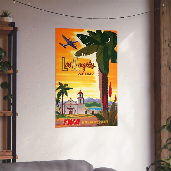 5897998468732874721_2048.jpeg Los Angeles - Fly TWA! - Robert Harmer Smith (1950) - Vintage Travel Poster Print