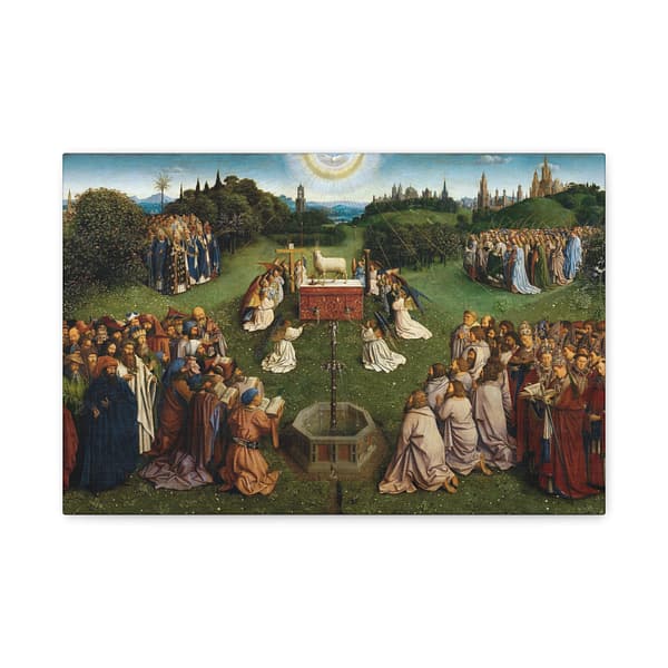 6229729779194148754_2048.jpeg The Ghent Altarpiece - Adoration of the Mystic Lamb Panel (c. 1432) - Medieval Canvas Print