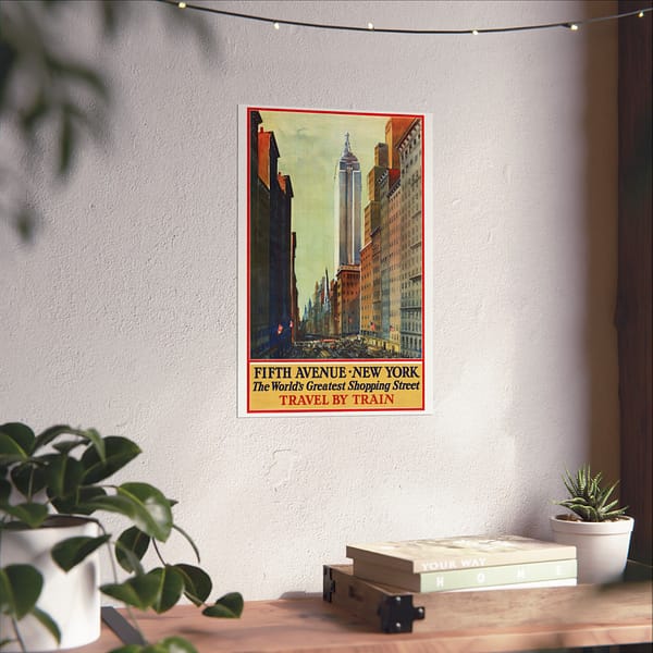 624474930463185930_2048.jpeg Fifth Avenue, New York, The World's Greatest Shopping Street - Travel by Train - Frederic Kimball Mizen (1932) - Vintage Travel Poster Print