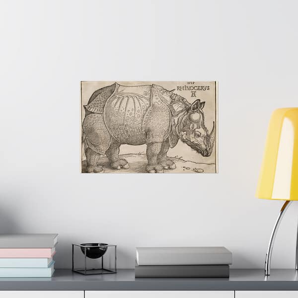 6388279549229722876_2048.jpeg Rhinoceros - Albrecht Dürer (1515) - Renaissance Poster Print