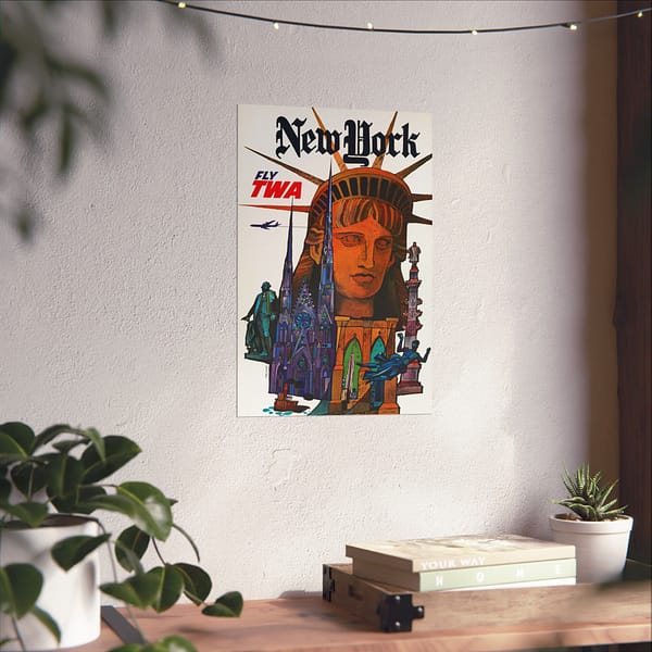 7024591006540605526_2048.jpeg New York - Fly TWA - David Klein (1970) - Vintage Travel Poster Print