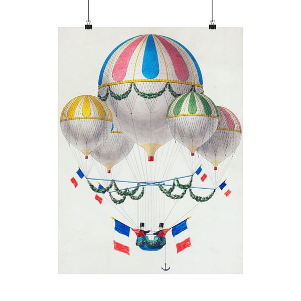 7409239938448673854_2048.jpeg French Flag Decorated Group of Air Balloons Harnessed Together - Leon Benett (1917) - Vintage Art Poster Print