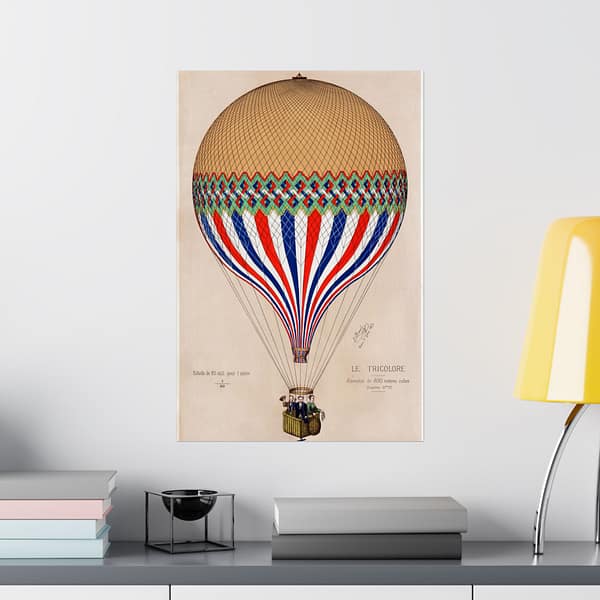 7467679669657087058_2048.jpeg Le Tricolore - Aérostat de 800 Mêtres Cubes - E. Hamelin (1874) - Vintage Art Poster Print