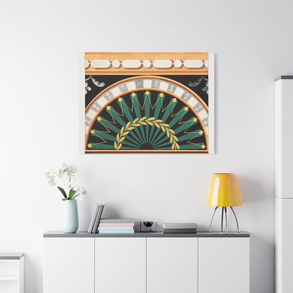 7681507117724930163_2048.jpeg Ornamental Design of a Laurel Wreath Surrounding a Black Sun (c.1810) - Art Deco Canvas Print