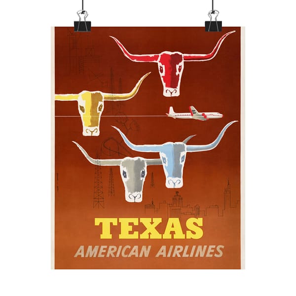 8031772622660451208_2048.jpeg Texas - American Airlines - Martin D. Glanzman & Joseph Charles Parker (1953) - Vintage Travel Poster Print