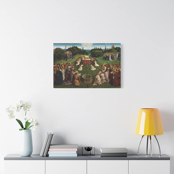 8075020866684453756_2048.jpeg The Ghent Altarpiece - Adoration of the Mystic Lamb Panel (c. 1432) - Medieval Canvas Print