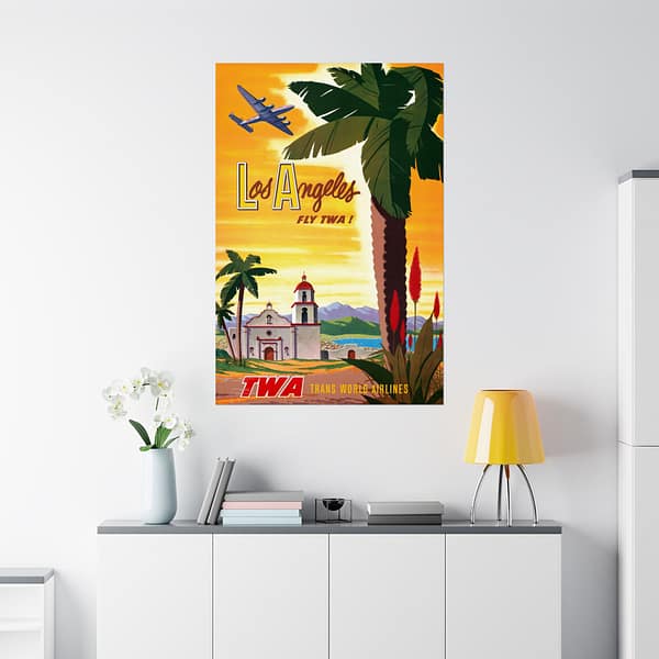 8302322376518902300_2048.jpeg Los Angeles - Fly TWA! - Robert Harmer Smith (1950) - Vintage Travel Poster Print