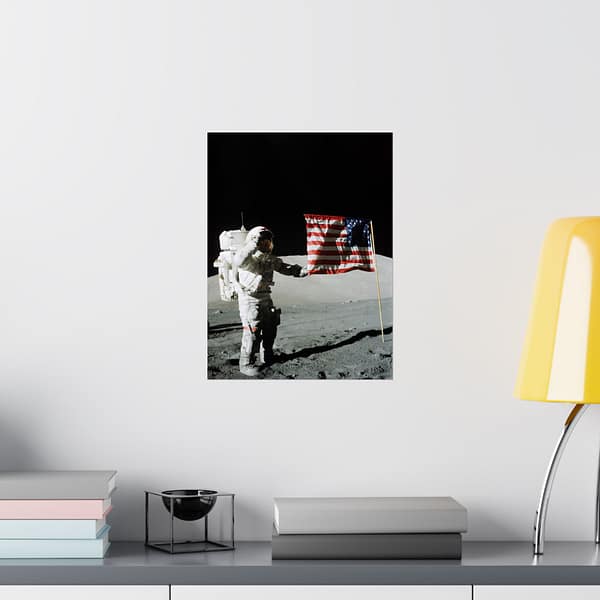 8351520939780426084_2048.jpeg Astronaut Eugene A. Cernan on the Moon - Apollo 17 Mission - NASA (1972) - Space Age Poster Print