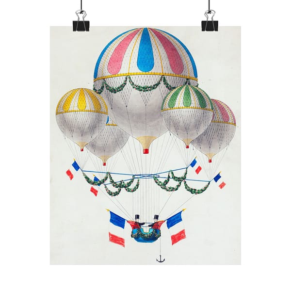 8370369954638730312_2048.jpeg French Flag Decorated Group of Air Balloons Harnessed Together - Leon Benett (1917) - Vintage Art Poster Print