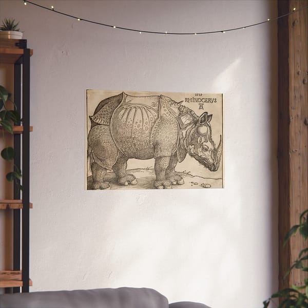 8394444146020802657_2048.jpeg Rhinoceros - Albrecht Dürer (1515) - Renaissance Poster Print