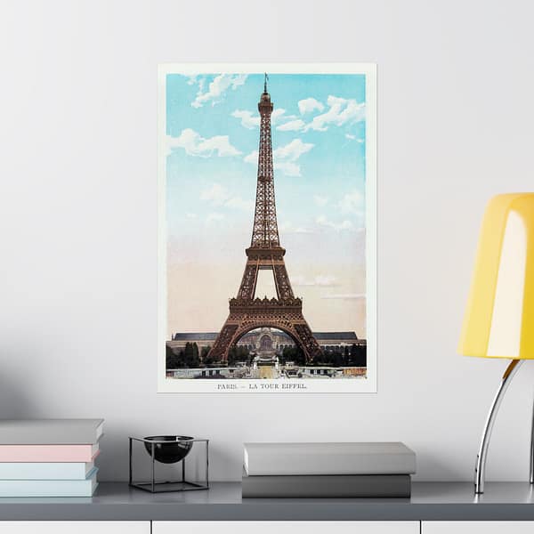 8674689861672328999_2048.jpeg View of the Eiffel Tower in Paris (c. 1900-1930) - Vintage Travel Poster Print