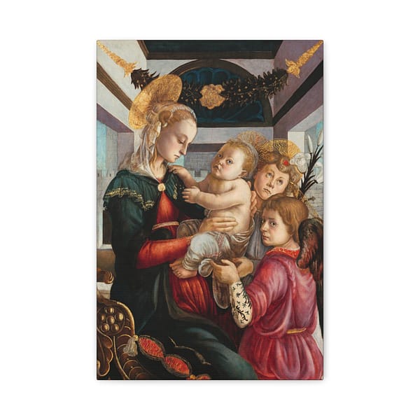 8832370641303293268_2048.jpeg Madonna and Child with Angels - Sandro Botticelli (c. 1465-70) - Renaissance Canvas Print