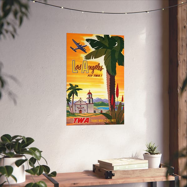 8891804328953522965_2048.jpeg Los Angeles - Fly TWA! - Robert Harmer Smith (1950) - Vintage Travel Poster Print