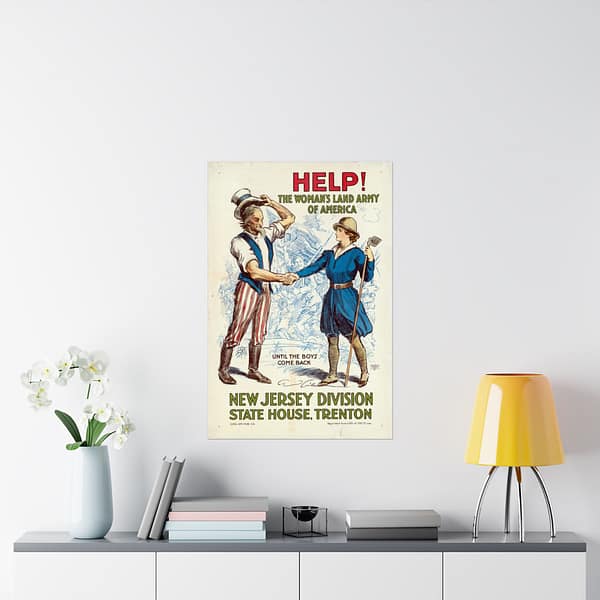 8930866799553937296_2048.jpeg Help! The Woman's Land Army of America, New Jersey Division - C.D. Gibson (1918) - Patriotic WWI Poster Print