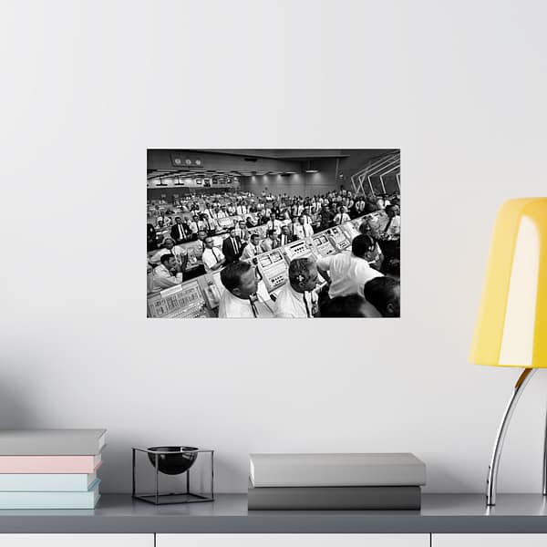 9010113029469788266_2048.jpeg Kennedy Space Center Mission Control during Apollo 11 Launch - NASA (1969) - Space Age Poster Print