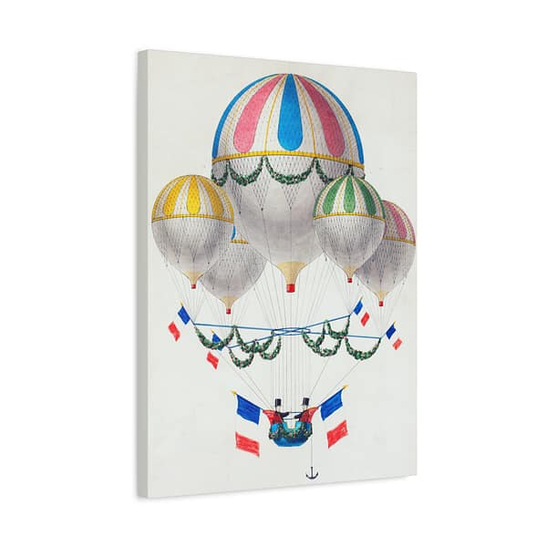 9124367622290685376_2048.jpeg French Flag Decorated Group of Air Balloons Harnessed Together - Leon Benett (1917) - Vintage Art Canvas Print