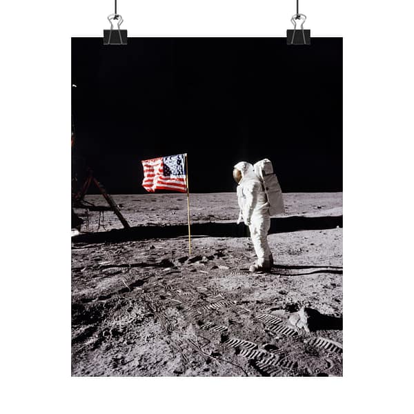 9336954747018418269_2048.jpeg Buzz Aldrin on the moon beside the US Flag - Apollo 11 Mission - NASA (1969) - Space Age Poster Print