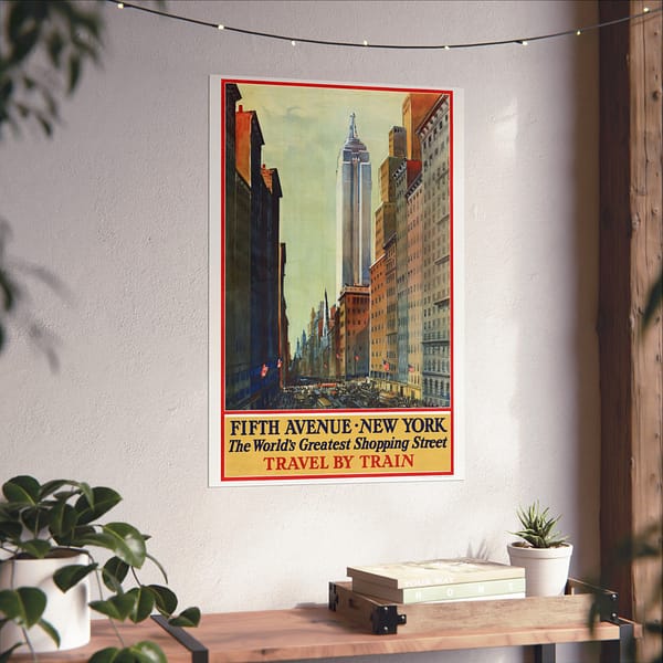 9720536344420962191_2048.jpeg Fifth Avenue, New York, The World's Greatest Shopping Street - Travel by Train - Frederic Kimball Mizen (1932) - Vintage Travel Poster Print