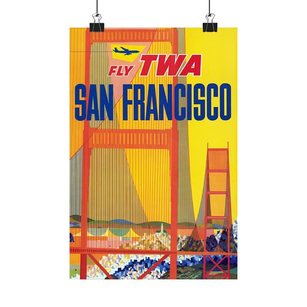 9853826022914093606_2048.jpeg Fly TWA - San Francisco - David Klein (1957) - Vintage Travel Poster Print