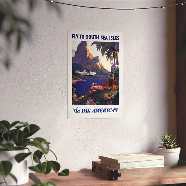 9866639080114322717_2048.jpeg Fly to South Sea Isles via Pan American - Paul George Lawler (1938) - Vintage Travel Poster Print