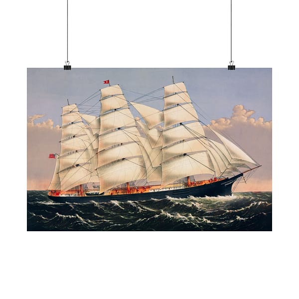 10784589827239122976_2048.jpeg Clipper Ship Three Brothers, 2,972 Tons - The Largest Sailing Ship in the World - Currier & Ives (1875) - Vintage Lithograph Poster Print