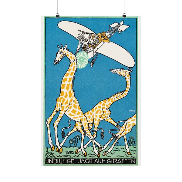 11074791792625617725_2048.jpeg Bloodless Giraffe Hunt (Unblutige Jagd auf Giraffen) - Moriz Jung (1911) - Vintage Lithograph Poster Print