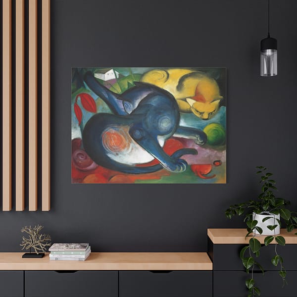 11183891253195185123_2048.jpeg Two Cats, Blue and Yellow - Franz Marc (1912) - Art Deco Canvas Print